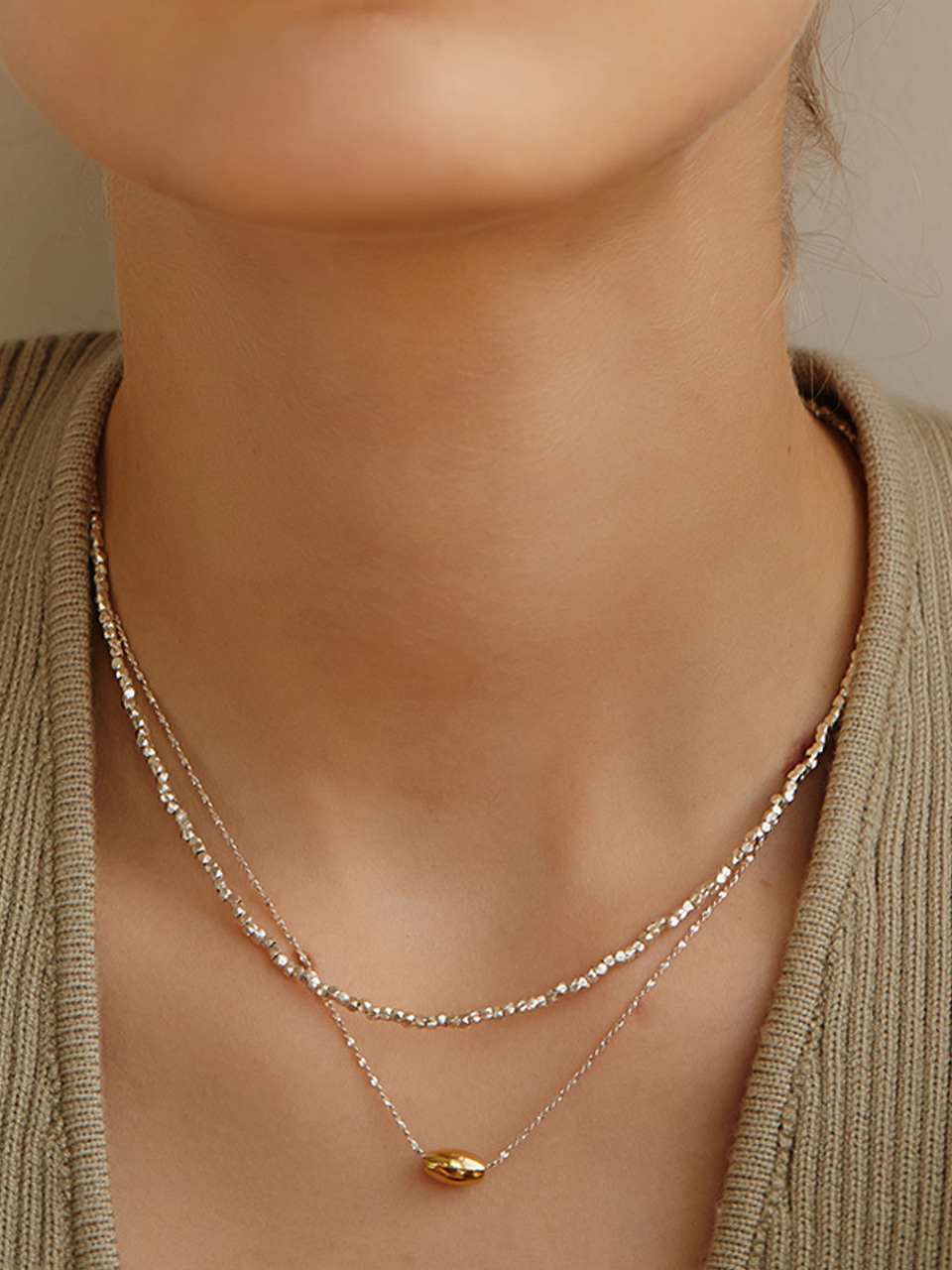 [silver925]concise oval necklace