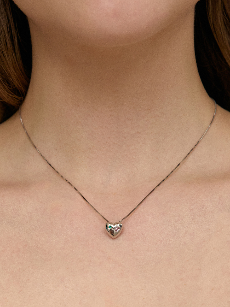 [silver925]Shine heart necklace