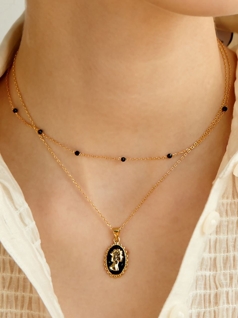 [silver925]black elizabeth necklace